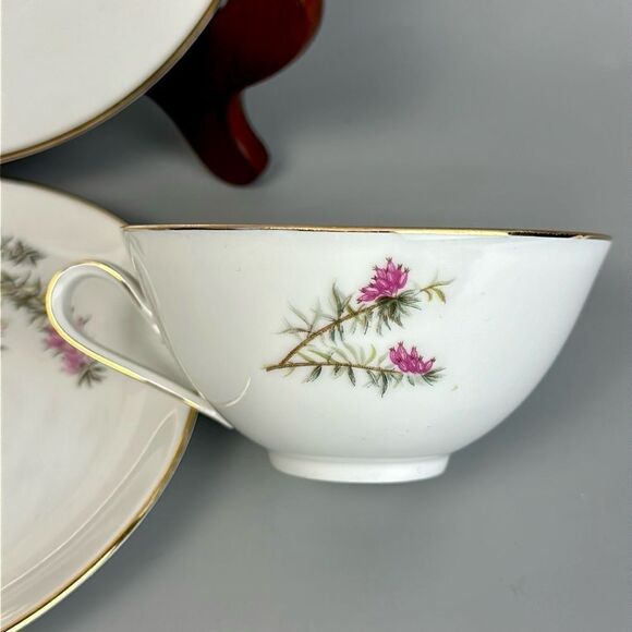 Hutschenreuther Heather White Collection Tea Cup Saucer Desert Plate Bavaria - Picture 4 of 16
